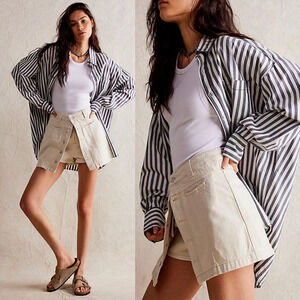 NEW Free People We the Free Midnight Sun Skort Mid Rise Beige 28 Twofer Rigid
